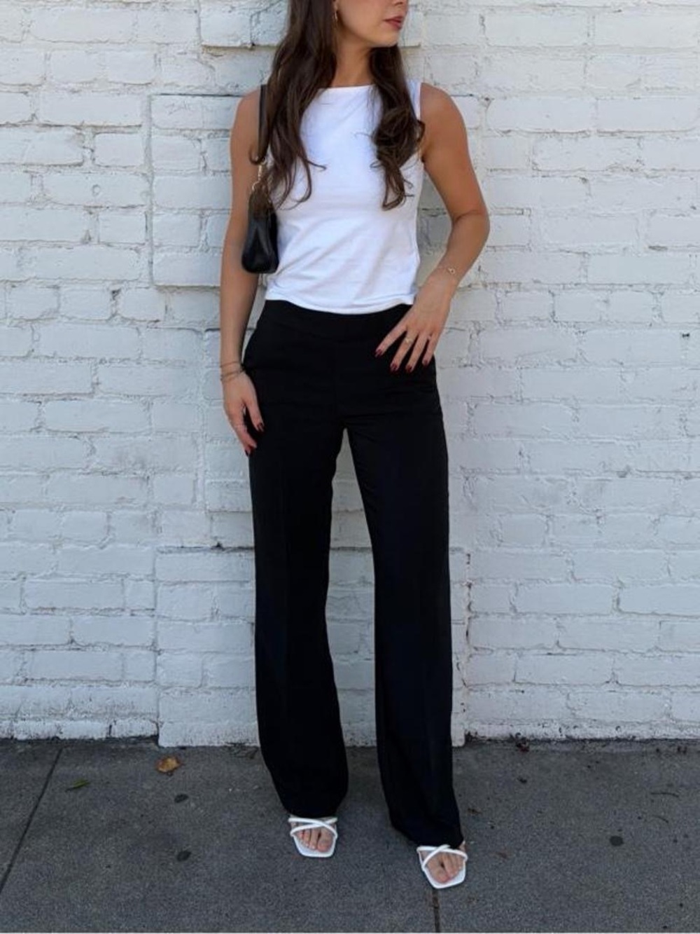H&M Black wide leg high rise slack pants sz 4 #preppy #business #timeless